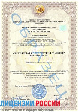 Образец сертификата соответствия аудитора №ST.RU.EXP.00006191-3 Краснознаменск Сертификат ISO 50001